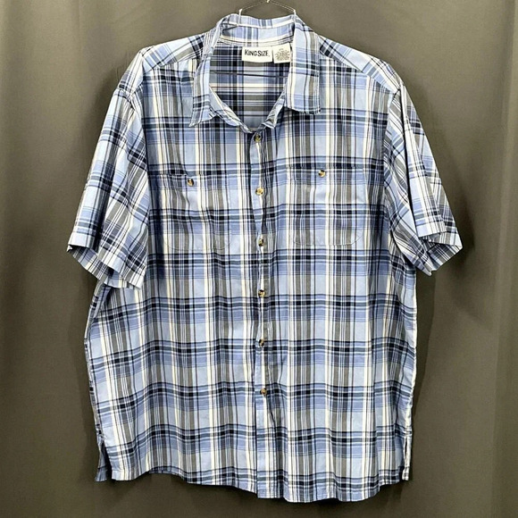 King Size Shirt Men 2XL Plaid Short‎ Sleeve Button Down Multicolor Set of 4 - Picture 4 of 9